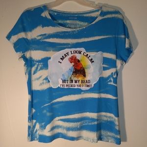 Large Blue/White Tye Dye Chicken Tshirt